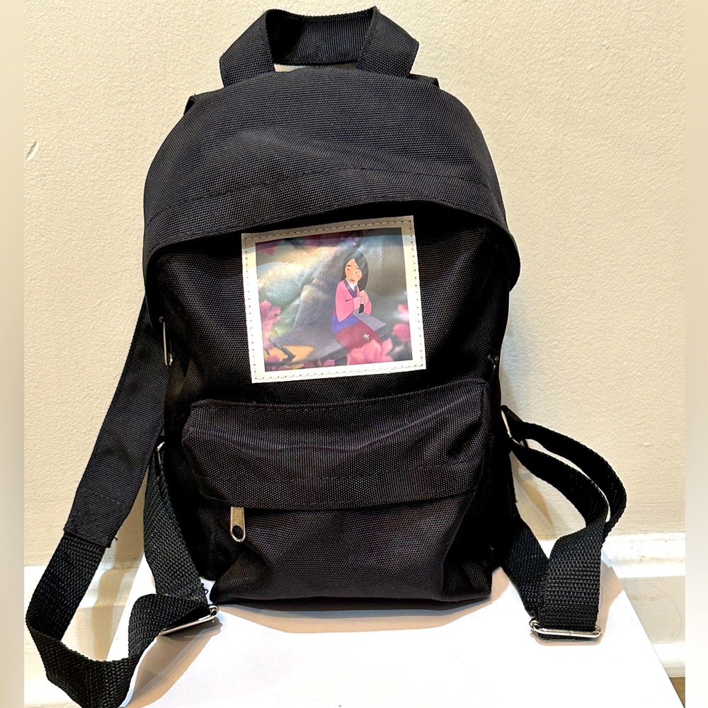 Mulan Disney Neon Tuesday Designer Princess Black Mini Backpack 11” Adjustable